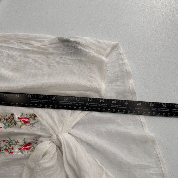 Zac & Rachel Woman White Embroidered Boho Blouse Front Tie 1X Floral Cottage - Picture 5 of 9